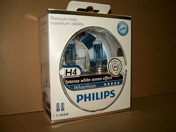   H4 PHILIPS 60/55 White Vision 4300K (2+2w5w) E-Box